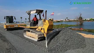 Perfect Bulldozer Spreading Gravel Build New Roads | Grader Trimming Skills | Dozer Leveling Gravel