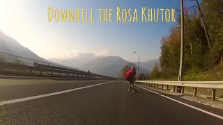 Downhill skateboard the Rosa Khutor road