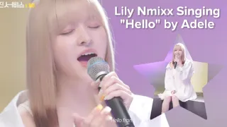 Lily Nmixx singing "Hello" by Adele