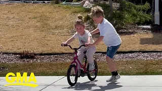Watch the excitement as this girl learns to ride a bike l GMA