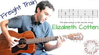 Freight Train - Elizabeth Cotten - Guitar lesson / tutorial with tab - Finger Picking Technique