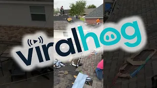 Roofer Appears to Float Up Ladder || ViralHog