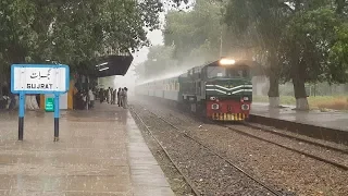 The Unstoppable Green Line Express, Thundering In Rain, Through Gujrat Railway Station