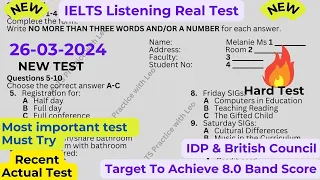 IELTS Listening Practice with Recent Actual IELTS Exam with Answers [Real Exam 57] 26th March 2024