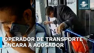 Chofer de autobús se convierte en héroe, defiende a joven de acosador