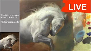 Live oil painting - painting a Horse