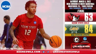 NCAA Tournament Second Round - Keene State Men's Basketball Highlights vs. No. 17 Oswego 3/5/2022