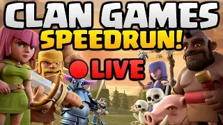 CLAN GAMES SPEEDRUN! How Fast Can We Beat Clan Games in "Clash of Clans" LIVE [2018]