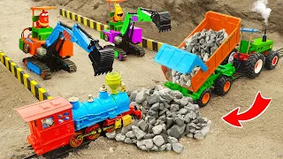 Top diy tractor making mini train line repair | diy Concrete Mixer & Excavator fix Railway | HP Mini