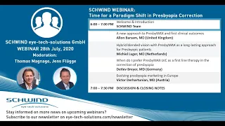 SCHWIND webinar on PresbyMAX treatments: Time for a Paradigm Shift in Presbyopia Correction