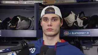 Juraj Slafkovsky says he is getting better at handling the puck