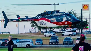 Bell 206L-4 Helicopter Air Evac Lifeteam landing at Lake Worth Park for National Night Out 2023