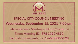 Special Millbrae City Council Meeting - September 15, 2021