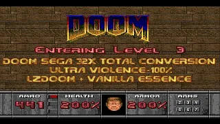 Doom Sega 32X Total Conversion Full Playthrough [Ultra Violence] 100% (LZDoom + Vanilla Essence) PC