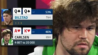 Magnus Carlsen has AK vs POCKET QUEENS in 2023 Poker Championship