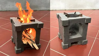 Unique Design Idea - Firewood Stove Poured From Sand and Heat-resistant Cement