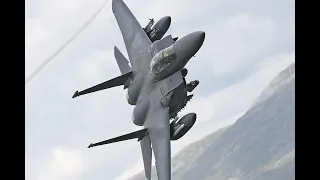 F-15 Strike Eagle V F-35 Lightning II  in the Mach Loop North Wales!! Low level Flying RIAT 23