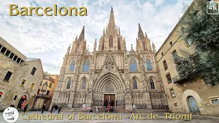 Barcelana morning walking tour - Cathedral of Barcelona to Arc de Triomf - 4K 60FPS (2024)