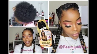 HOW TO: FEED-IN BRAIDS| DO IT YOURSELF| EASY| 2 BRAIDS WITH WEAVE TUTORIAL