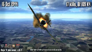 Bf 109 K4: 17 kills, Dogfights over Turnhout | Triple ace in a day | IL-2 WW2 Air Combat Flight Sim