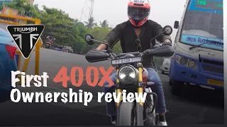 Triumph 400x Honest Ownership Review (After 1st Service) Pondicherry Registration details - Pros&Con