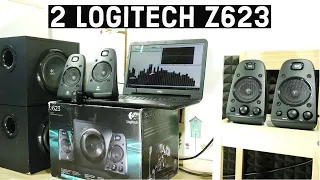 2 Logitech Z623 speakers sound & excursion bass test