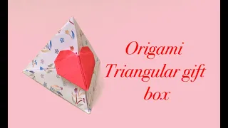 Origami triangular gift box with heart lock , simple paper crafts | Origami Ocean