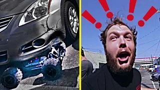 RC Crashed into A Car!  (Traxxas X-Maxx)
