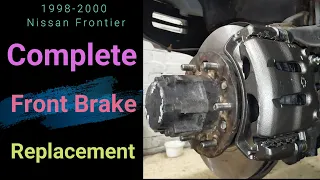 1998-2000 Nissan frontier Complete Front Brake replacement and brake bleeding explained. The works!