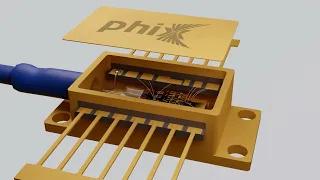 Animation of the assembly of a hybrid tunable laser