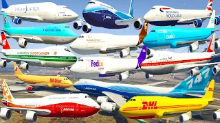 GTA V: Every Boeing 747 Passenger and Cargo Airplanes All Airports Best Crash and Fail Compilation