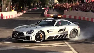 Mercedes AMG GT R F1 Safety Car donuts, show & smoking tires