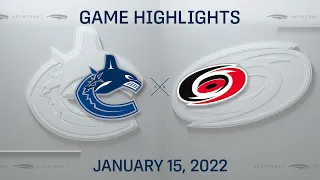 NHL Highlights | Canucks vs. Hurricanes - Jan 15, 2022