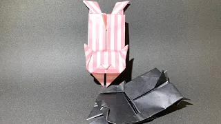 【折り紙】簡単可愛い遊べるジャンプネコの折り方　Origami Jumping Cat