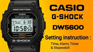 Casio G-Shock DW-5600 Setting Instruction.