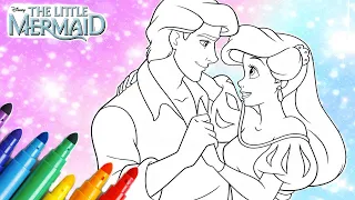 Eric and Ariel COLORING PAGE #SHORTS COLORING THE LITTLE MERMAID ARIEL AND PRINCE ERIC Disney