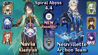 C0 Xianyun Navia & C0 Neuvillette Hyperbloom | NEW Spiral Abyss 4.4 Floor 12 9 Star | Genshin Impact