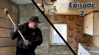 Renovating A 100-Year-Old log cabin home :  part 2 Kitchen Demo & Framing.