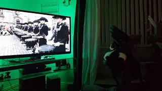 Ozzy cat enjoying top secret drum band