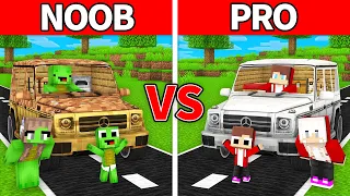 Mikey Family & JJ Family - NOOB vs PRO : Car House Build Challenge in Minecraft (Maizen)