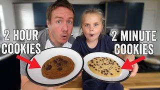 2 minute vs 2 hour chocolate chip cookies