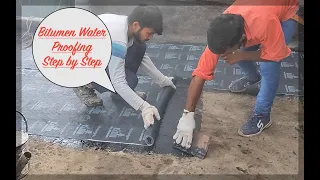 Bitumen Water Proofing Step by Step on terrace I Practical site video #waterproofing #bitumen