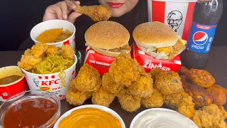 ASMR EATING WHOLE KFC MENU,POPCORN CHICKEN MAGGI,KFC CHICKEN LEG PIECE,ZINGER BURGER,VEG BIRYANI