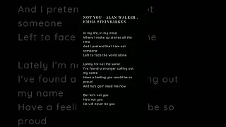 Not You - Alan Walker , Emma Steinbakken #lyrics