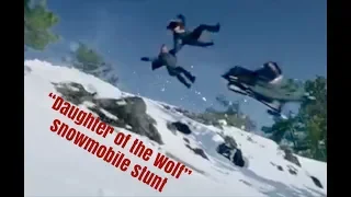 Daughter of the Wolf snowmobile cliff stunt - by stunt-performers Kathy Hubble and Kye Walstrom