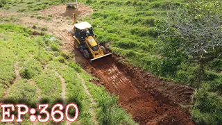 JCB 3cx backhoe making barrier - Drone Footage.  Retroescavadeira fazendo mine barragem.