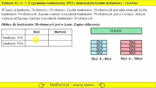 Zadanie 16 Egzamin ósmoklasisty 2022 czerwiec-termin dodatkowy | MatFiz24.pl