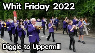 Whit Friday 2022 Diggle to Uppermill - Seren playing the cornet with Diggle Band