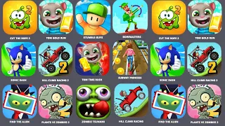 Plants vs Zombies 2, Cut the Rope 2, Find the Alien, Hill Climb Racing 2, Sonic Dash, Tom Gold Run