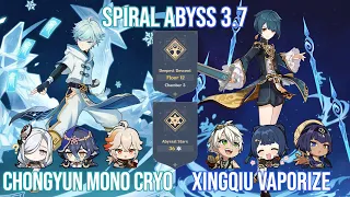 C6 Chongyun Mono Cryo & C6 Xingqiu Vaporize - Genshin Impact Spiral Abyss 3.7 - 3.8